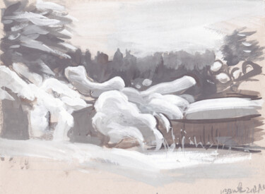 Рисунок под названием "Зима" - Игорь Машин, Подлинное произведение искусства, Гуашь