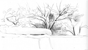 Рисунок под названием "Зима. Скетч" - Игорь Машин, Подлинное произведение искусства, Гелевая ручка