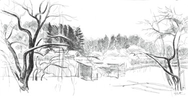 Рисунок под названием "Зимний сад 5" - Игорь Машин, Подлинное произведение искусства, Гелевая ручка