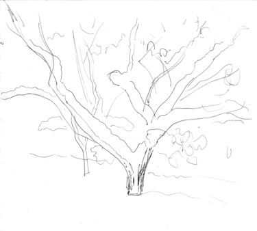 Рисунок под названием "Яблоня 2" - Игорь Машин, Подлинное произведение искусства, Гелевая ручка