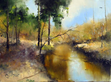 Painting titled "The Skhodnya river…" by Igor Medvedev, Original Artwork, Oil