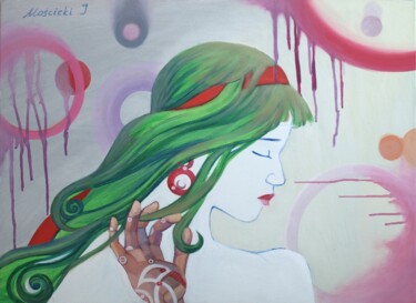 Malerei mit dem Titel "Girl" von Igor Moscicki, Original-Kunstwerk, Acryl