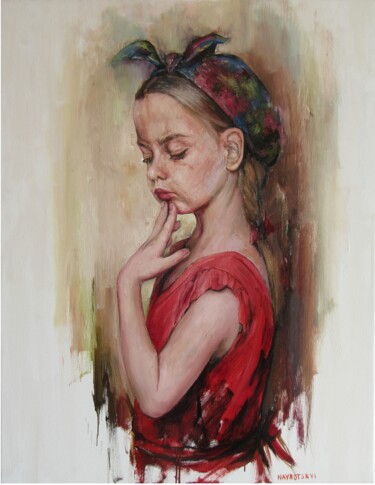 Painting titled "think" by Igor Navrotski, Original Artwork, Oil