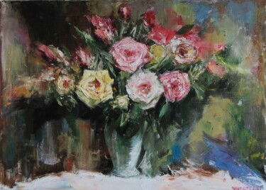 Картина под названием "flowers" - Igor Navrotski, Подлинное произведение искусства, Масло