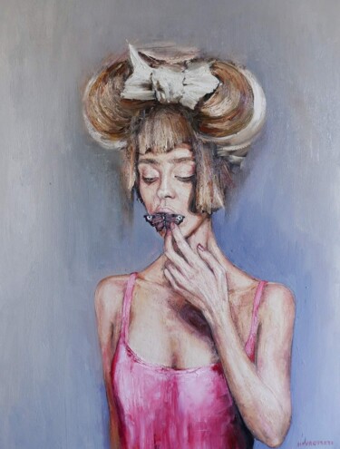 Картина под названием "Lili and batterfly" - Igor Navrotski, Подлинное произведение искусства, Масло