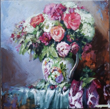 Картина под названием "morning flowers" - Igor Navrotski, Подлинное произведение искусства, Масло