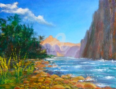 Картина под названием "Каньон реки Чарын" - Igor Pape, Подлинное произведение искусства, Масло