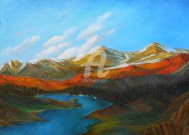 Картина под названием "Цветные горы -Запад…" - Igor Pape, Подлинное произведение искусства, Масло