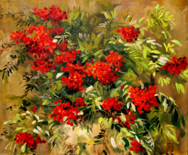 Peinture intitulée "Рябина красная" par Igor Pautov, Œuvre d'art originale, Huile