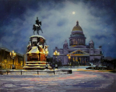 Картина под названием "Лунная ночь на Исак…" - Igor Pautov, Подлинное произведение искусства, Масло