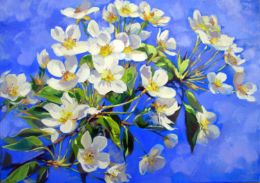 Картина под названием "Цветущая ветвь" - Igor Pautov, Подлинное произведение искусства, Масло