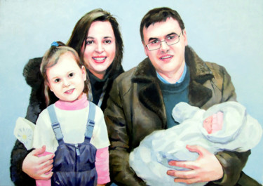 Peinture intitulée "Семья" par Igor Pautov, Œuvre d'art originale, Huile
