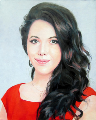 「Девушка в красном」というタイトルの絵画 Igor Pautovによって, オリジナルのアートワーク, オイル