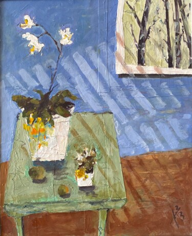 Schilderij getiteld "Abstract orchid in…" door Igor Piddubnyi, Origineel Kunstwerk, Acryl