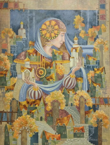 Pittura intitolato ""Чудный город"" da Igor Posokhin, Opera d'arte originale, Olio