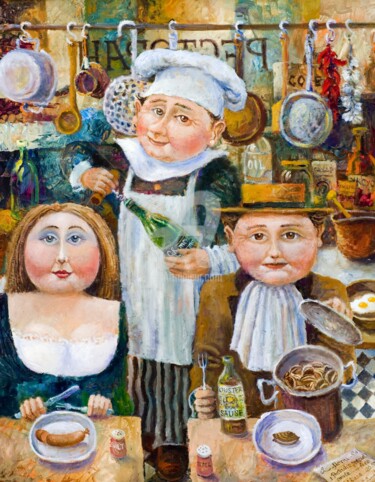 Painting titled "Something About Food" by Igor Postash, Original Artwork, Acrylic