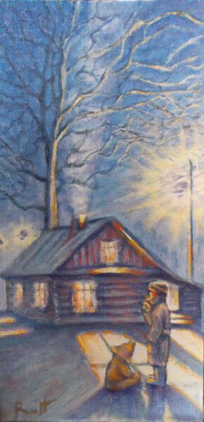Картина под названием "Вяз у дома" - Igor Ryazantsev, Подлинное произведение искусства, Масло