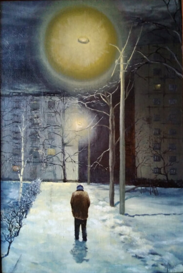 Peinture intitulée "Желтые Фонари" par Igor Ryazantsev, Œuvre d'art originale, Huile