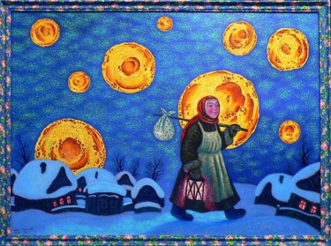 Painting titled "Shrovetide moves" by Igor Shaimardanov, Original Artwork, Oil