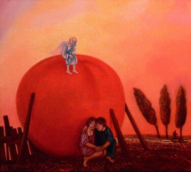 Painting titled "orange love" by Igor Shaimardanov, Original Artwork, Oil