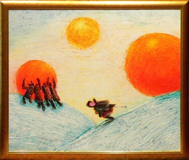 Painting titled "Skating with orange" by Igor Shaimardanov, Original Artwork, Oil