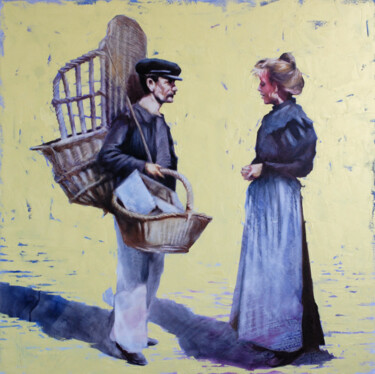 Painting titled "Seller baskets." by Igor Shulman, Original Artwork, Acrylic