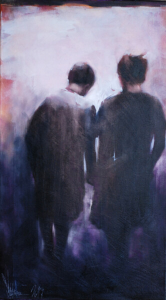 Schilderij getiteld "Evening walks." door Igor Shulman, Origineel Kunstwerk, Acryl