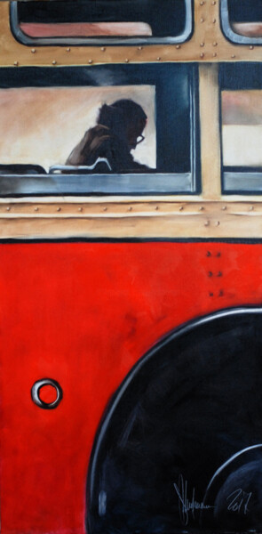 Painting titled "Bus from childhood" by Igor Shulman, Original Artwork, Oil