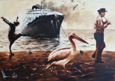 Malerei mit dem Titel "A solemn parade abo…" von Igor Shulman, Original-Kunstwerk, Öl