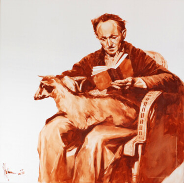 Peinture intitulée "Old man with goat." par Igor Shulman, Œuvre d'art originale, Huile