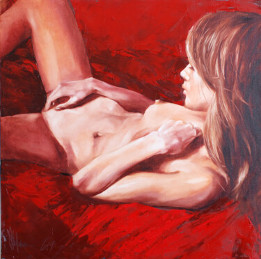 Malerei mit dem Titel "Red morning." von Igor Shulman, Original-Kunstwerk, Öl