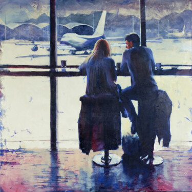 Pittura intitolato "Flight delay." da Igor Shulman, Opera d'arte originale, Olio