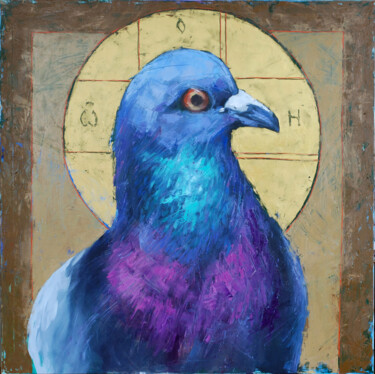 Painting titled "The very dove that…" by Igor Shulman, Original Artwork, Oil Mounted on Wood Stretcher frame