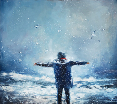 Painting titled "Winter prayer." by Igor Shulman, Original Artwork, Oil