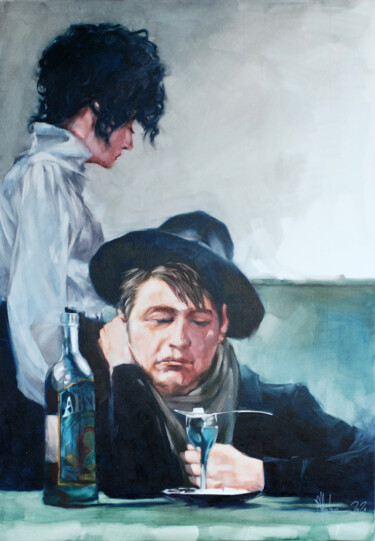 Malerei mit dem Titel "Lovers of Absenthe." von Igor Shulman, Original-Kunstwerk, Öl