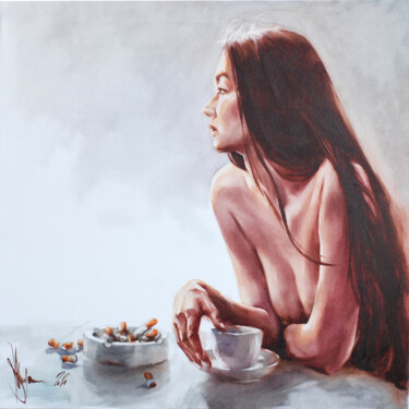 Painting titled "Breakfast too long." by Igor Shulman, Original Artwork, Oil