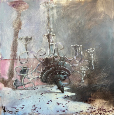 Schilderij getiteld "The chandelier is d…" door Igor Shulman, Origineel Kunstwerk, Olie