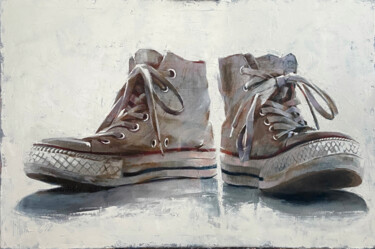Painting titled "Just sneakers." by Igor Shulman, Original Artwork, Oil Mounted on Wood Stretcher frame