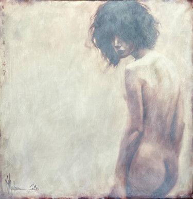 Painting titled "Nude #347" by Igor Shulman, Original Artwork, Oil Mounted on Wood Stretcher frame