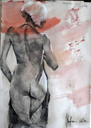 Zeichnungen mit dem Titel "Nude #273" von Igor Shulman, Original-Kunstwerk, Kreide