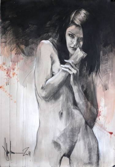 Tekening getiteld "Nude # 341" door Igor Shulman, Origineel Kunstwerk, Krijt