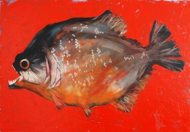 Painting titled "fish." by Igor Shulman, Original Artwork, Oil