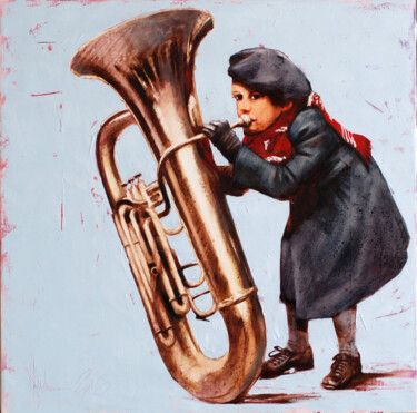Pittura intitolato "Daddy's trumpet" da Igor Shulman, Opera d'arte originale, Olio