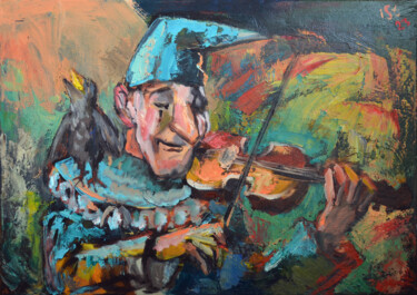 Pittura intitolato "Fiddler with a thru…" da Igor Studenikin (iSt), Opera d'arte originale, Olio