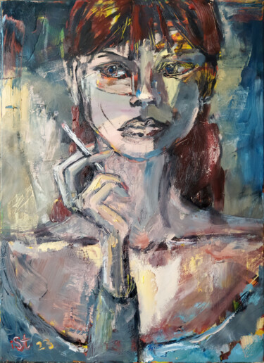Malerei mit dem Titel "Jackie portrait" von Igor Studenikin (iSt), Original-Kunstwerk, Öl