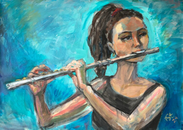 Painting titled "Flute player" by Igor Studenikin (iSt), Original Artwork, Acrylic