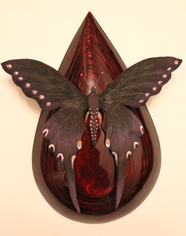 Художественная композиция под названием "Бабочка на капле де…" - Игорь Сурков, Подлинное произведение искусства, Дерево