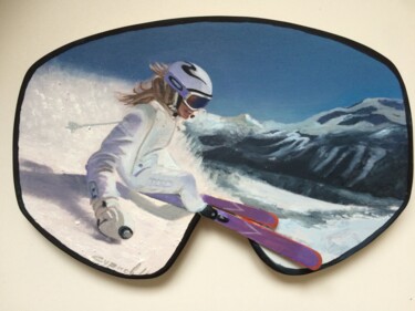Картина под названием "Горные лыжи 3 D" - Игорь Сурков, Подлинное произведение искусства, Масло