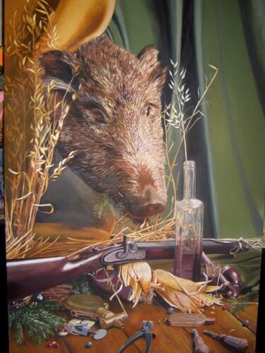 Peinture intitulée "Охотничий натюрморт…" par Igor Surkov, Œuvre d'art originale, Huile