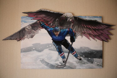 Painting titled "Хоккей 3 D ( 1)" by Igor Surkov, Original Artwork, Oil